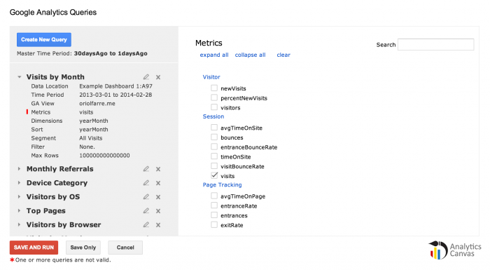 Analytics Canvas form