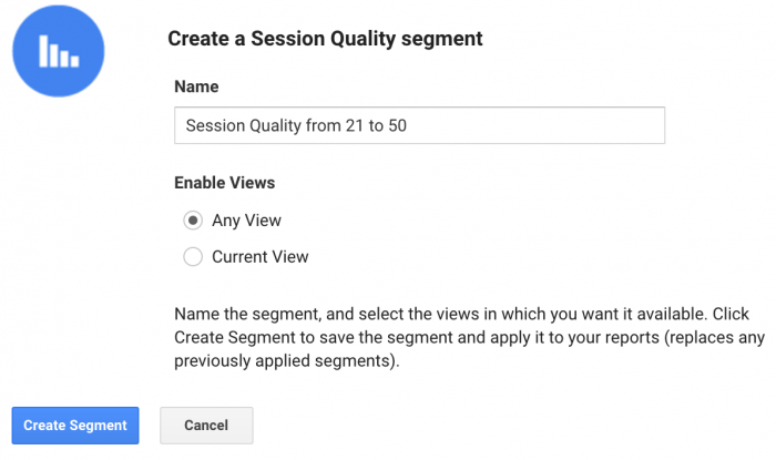 Crear segmentos de session quality